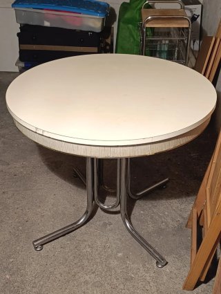 Mesa redonda comedor metal y madera