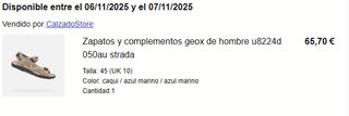 Sandalias Geox Hombre Talla 45 Beige/Azul