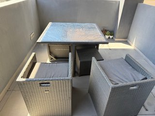 Conjunto terraza ratán gris