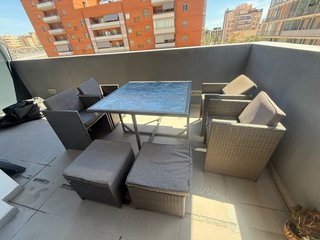 Conjunto terraza ratán gris