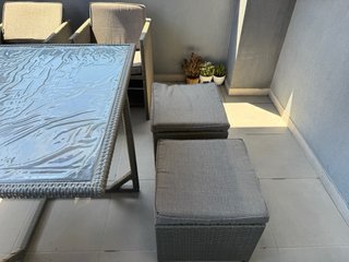 Conjunto terraza ratán gris