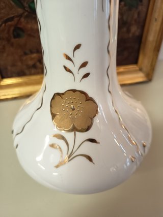 Florero Porcelana Flor Oro