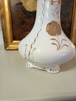 Florero Porcelana Flor Oro