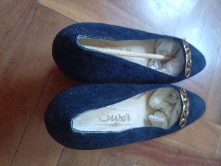 Zapatos planos mujer azul y oro