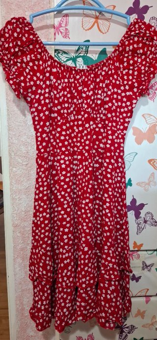 Vestido rojo estampado flores