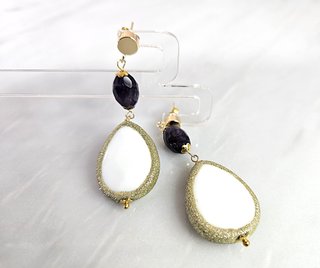 Orecchini pendenti in argento e ametista naturale