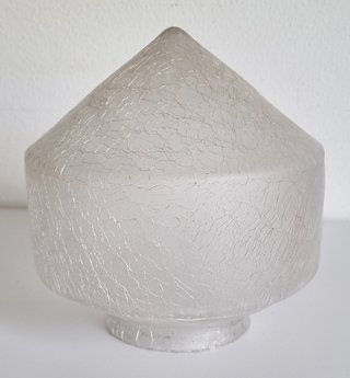 Lampada vintage scultura legno e vetro craquelé