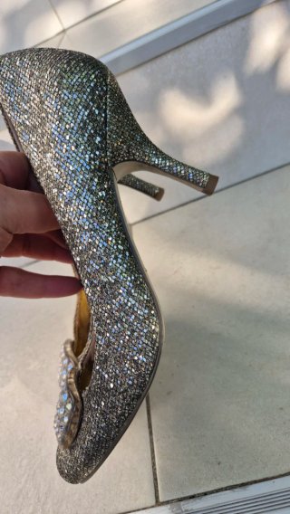 Scarpe Guess Glitter Oro Argento Tacco