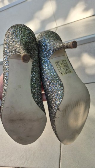 Scarpe Guess Glitter Oro Argento Tacco