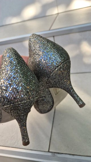 Scarpe Guess Glitter Oro Argento Tacco