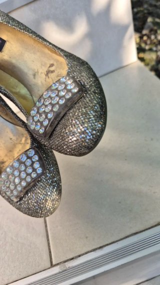 Scarpe Guess Glitter Oro Argento Tacco