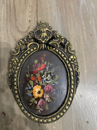 Quadro vintage olio fiori