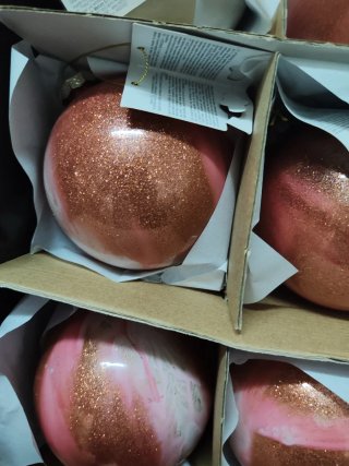 Sfere Natale Vetro Rosa e Oro