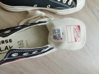 Converse x CDG Bambas Negras Corazón Rojo