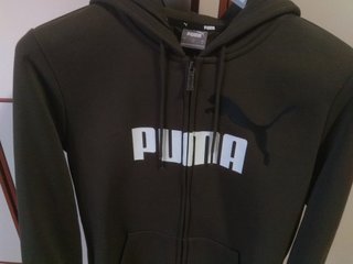 Felpa Puma con cappuccio e zip verde