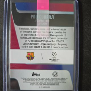 Pau Cubarsí /250 Topps Chrome 25/26