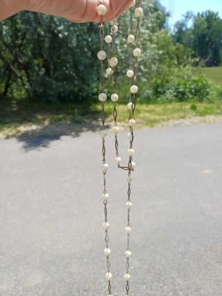 Collana extra lunga perle vintage 176 cm