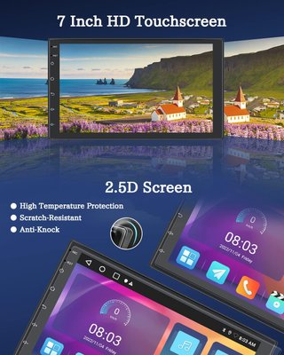 Radio Coche Android 11 2 DIN Carplay inalámbrico 7