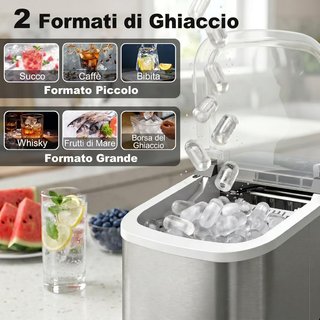 Macchina Ghiaccio 12kg/24h, Autopulente Macchina d