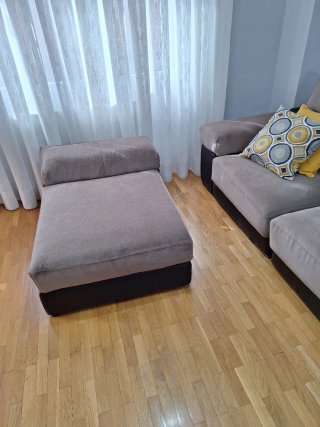 Sofá Chaiselongue Beige y Marrón
