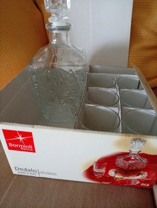 Set di liquoriera e bicchieri in cristallo per shot