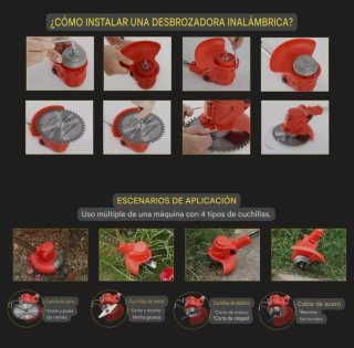 Desbrozadora Telescópica Recargable (2 Baterías)