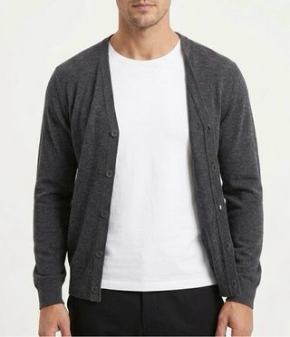 Cardigan uomo L maglia con bottoni grigio
