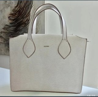 Bolso de mano  blanco/beige