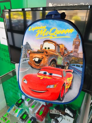 Mochila Peluche Cars Faísca Mcqueen + Matter 32cm