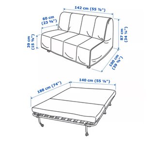 Sofá Cama Ikea Lycksele Lövås 2 Plazas