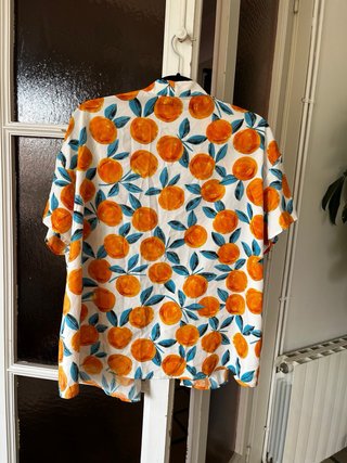 Camisa kimono frutal naranja y blanco