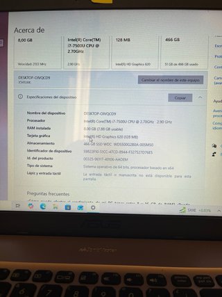 Portátil ASUS i7 SSD 512Gb