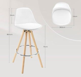 Taburete alto madera y metal blanco