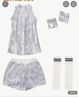 Conjunto Ropa Baile Lentejuelas Plata