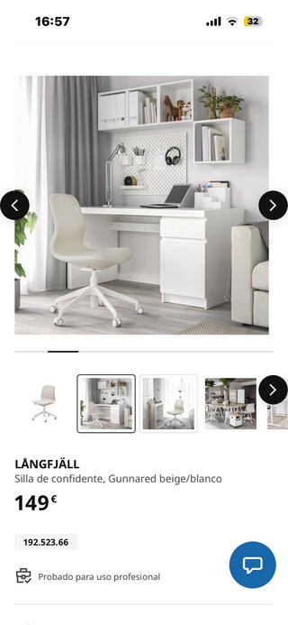 Silla de oficina Ikea beige y blanca
