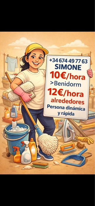 Limpieza de hogar por horas benidorm/alrededor