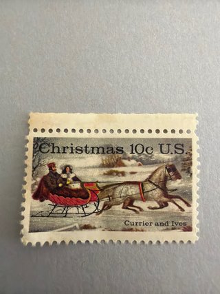 Sello Navidad 10c U.S.A. Currier and Ives