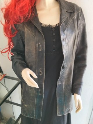 Cazadora Piel Vintage Negra