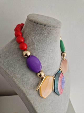 Collana donna perle plastica dura 45cm