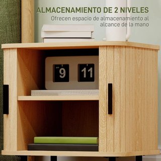 Pack 2 Mesitas de Roble con Puertas Correderas