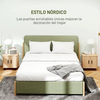 Pack 2 Mesitas de Roble con Puertas Correderas