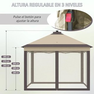 Carpa Plegable LED 3,3x3,3 con Mosquiteras Beige
