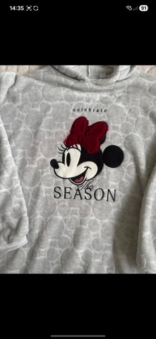 Bata/poncho largo L Minnie Mouse con orejas y lazo