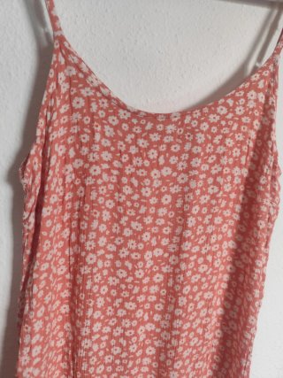 Vestido flores rosa salmón/melocotón Talla XL