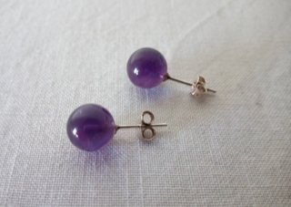 PENDIENTES PLATA DE LEY Y BOLAS DE AMATISTA 8 MM