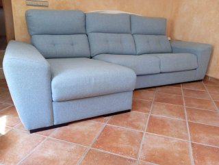 Sofá chaiselongue azul tela