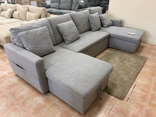 Sofá Cama Rinconera Gris Tela Doble chaiselongue
