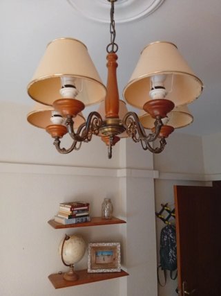 Lámpara de techo madera y bronce