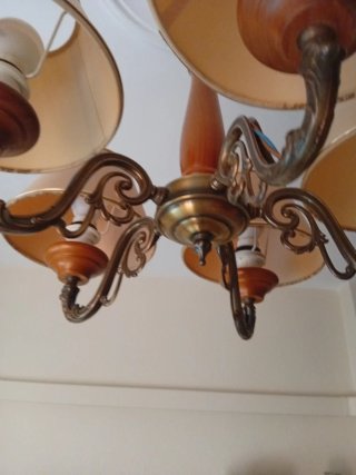 Lámpara de techo madera y bronce