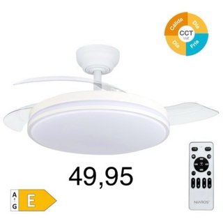Ventilador de techo blanco con mando